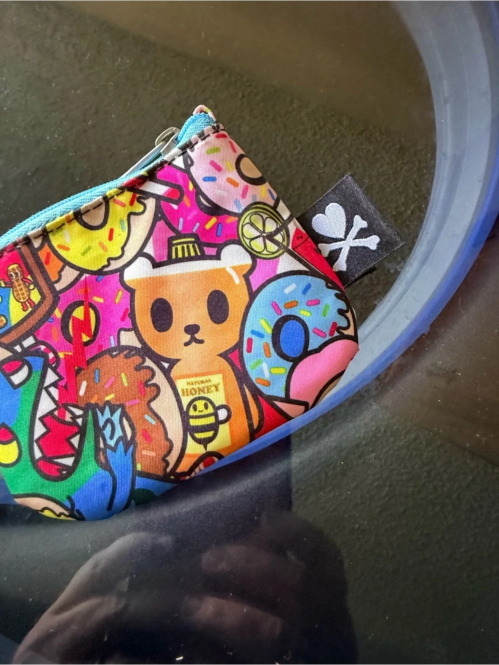 tokidoki tokipops Donut & Character Printed Mini Zip Pouch in Pink Blue Brown